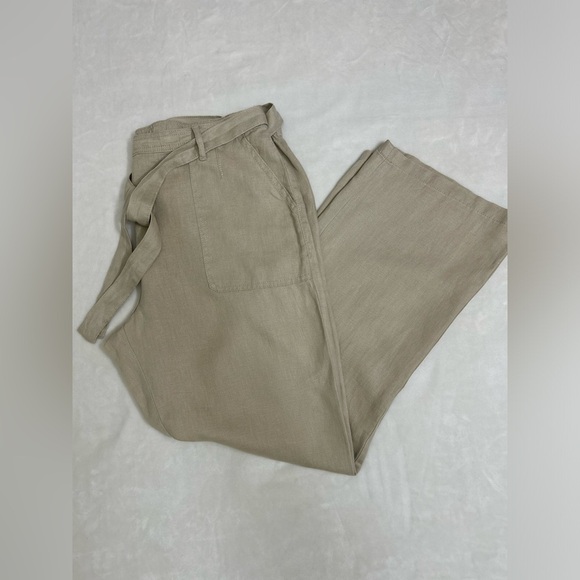 MYS collection 100% line  Tan Straight Leg Pants with Lightweight Fabric - Picture 1 of 14